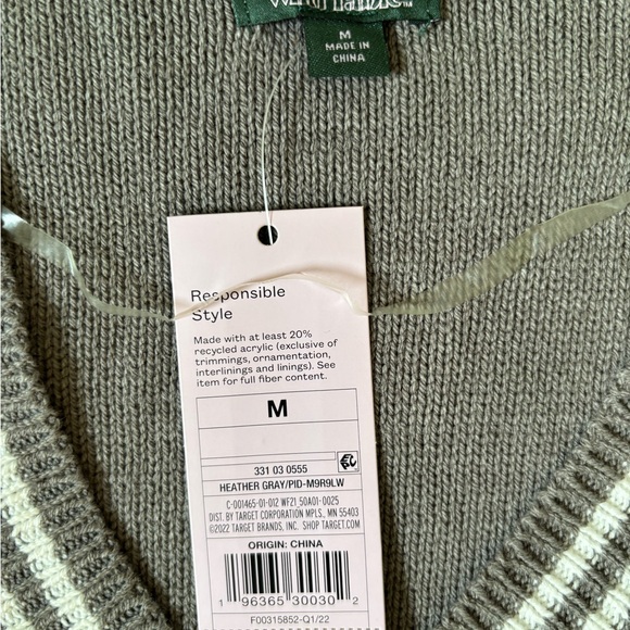 Target Gray V-Neck Cable Knit Sweater - Picture 2 of 3
